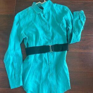 Lauren Ralph Lauren Linen Top shirt size Large Teal